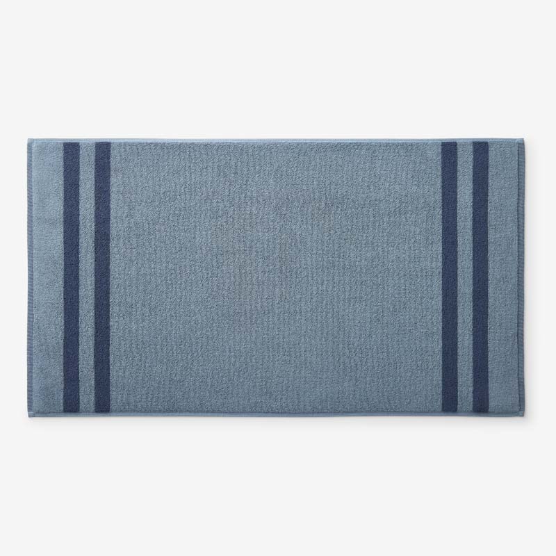 The Company Store Mirage Aegean Cotton Reversible Stripe Bath Mat In Blue