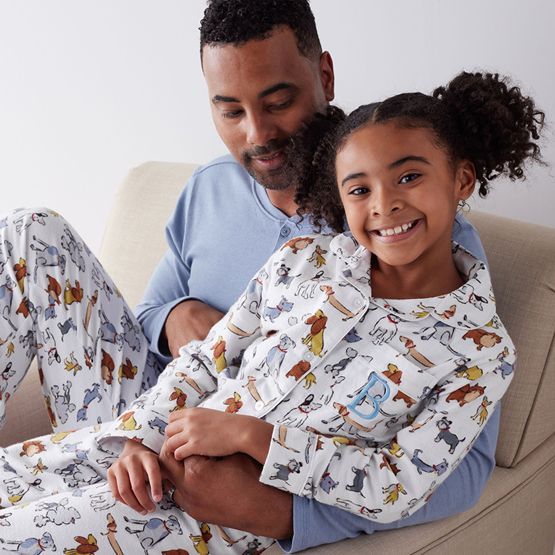Family Flannel Mens Henley Pajama Set - Stylish Dogs, XXL