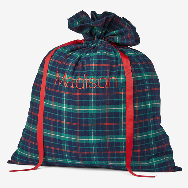 Flannel Santa Gift Bag