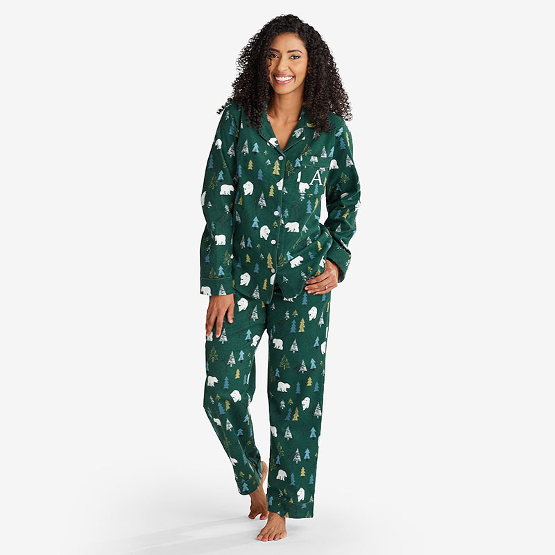 Family Flannel Womens Classic Pajama Set - Polar Bear Forest, XXL