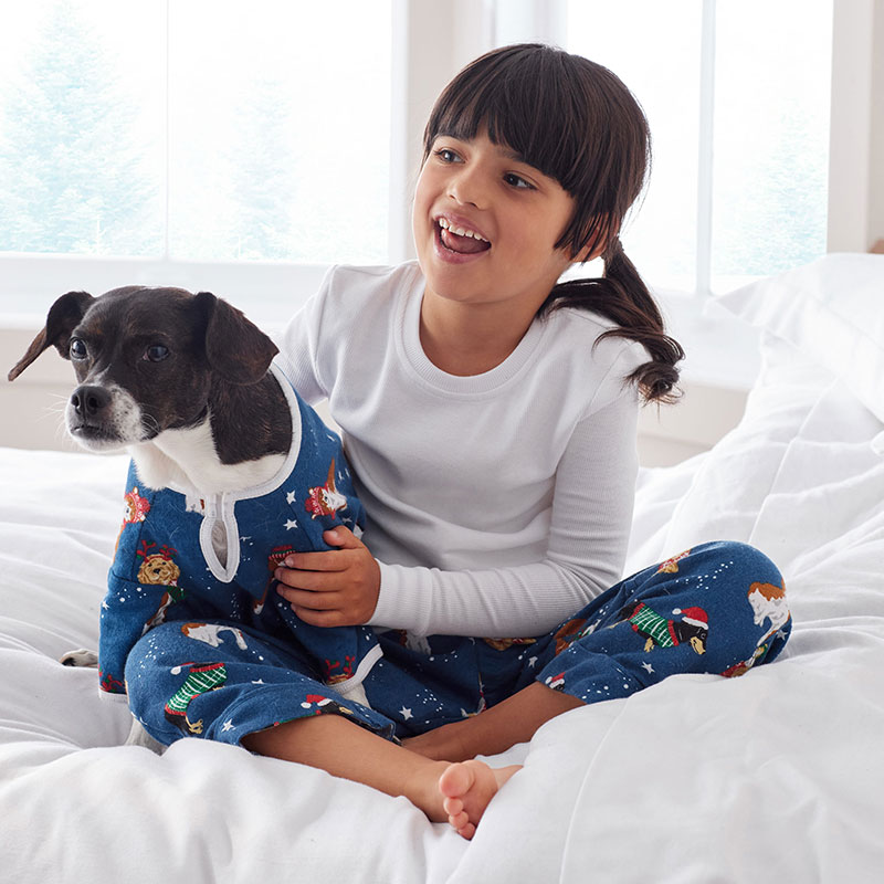 Family Flannel Kids Henley Pajama Set - Holiday Pups, 8