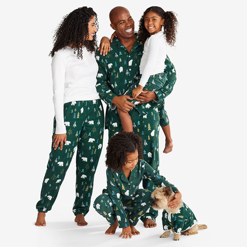 Family Flannel Womens Henley Pajama Set - Polar Bear Forest, XXL