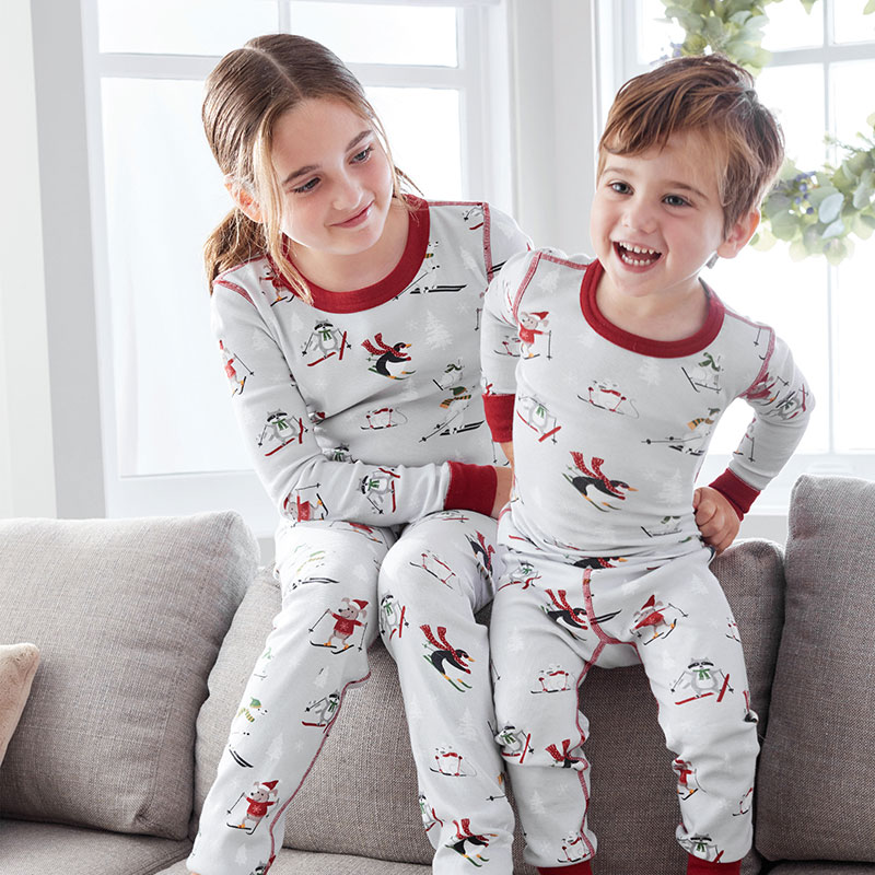 Matching Family Pajamas, Kids’ Pajama Set - Skiing Animals, 8