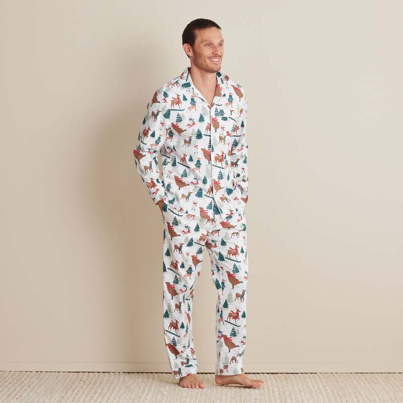 The Company Store Family Flannel Men's Button-down Pajama Set In Multi