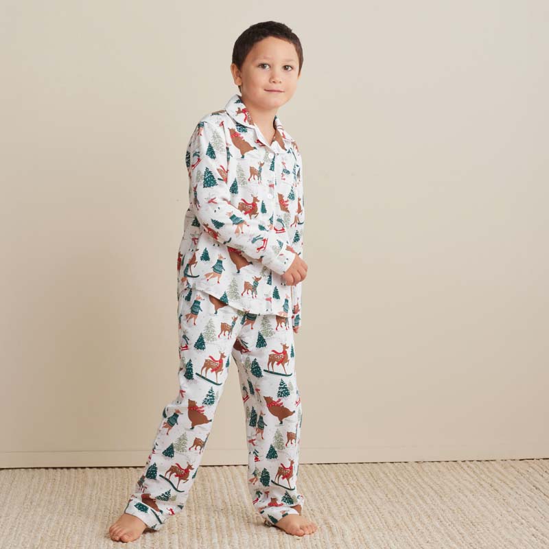 The Company Store Family Flannel Kid's Button-down Pajama Set In Multi