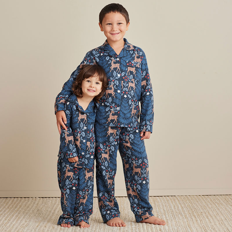 The Company Store Family Flannel Kid's Button-down Pajama Set In Multi