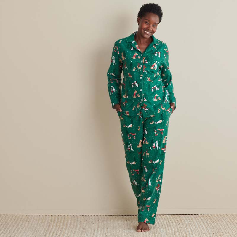 The Company Store Family Flannel Women's Button-down Pajama Set In Multi