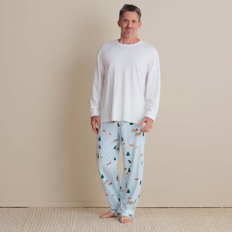 The Company Store Family Printed Peruvian Cotton Men's Pajama Set In Blue