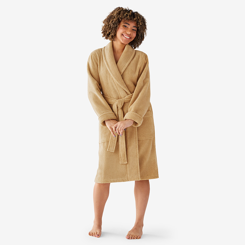The Company Store Women's Short Robe In Yellow