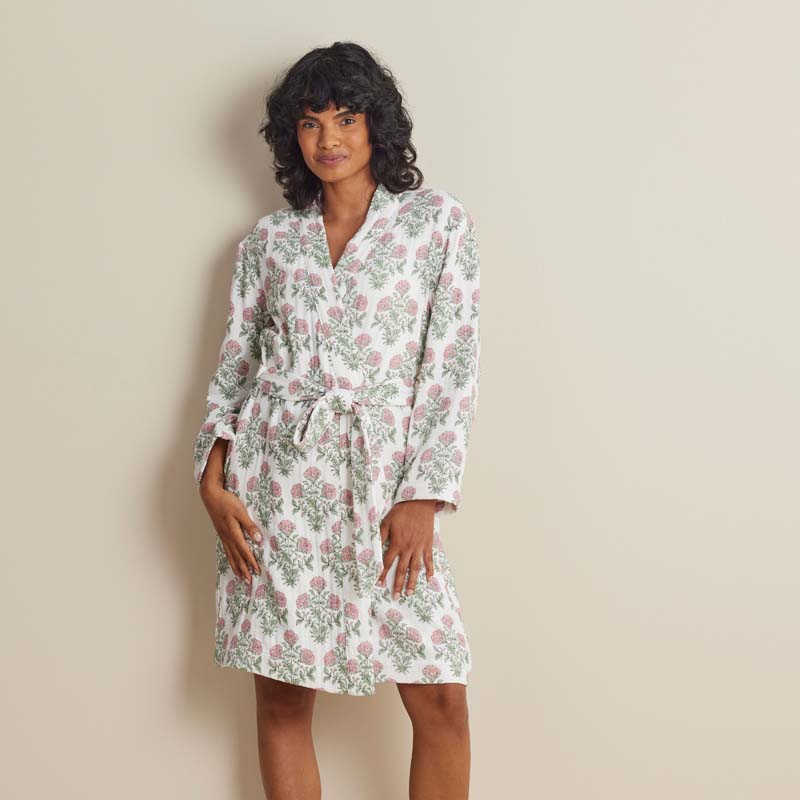 The Company Store Textured Gauze Cotton Robe In Multi