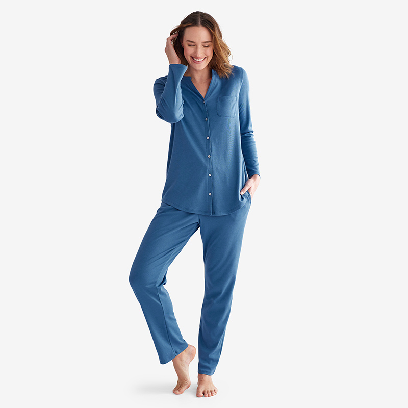 Pima Cotton Button-Down Pajama Set