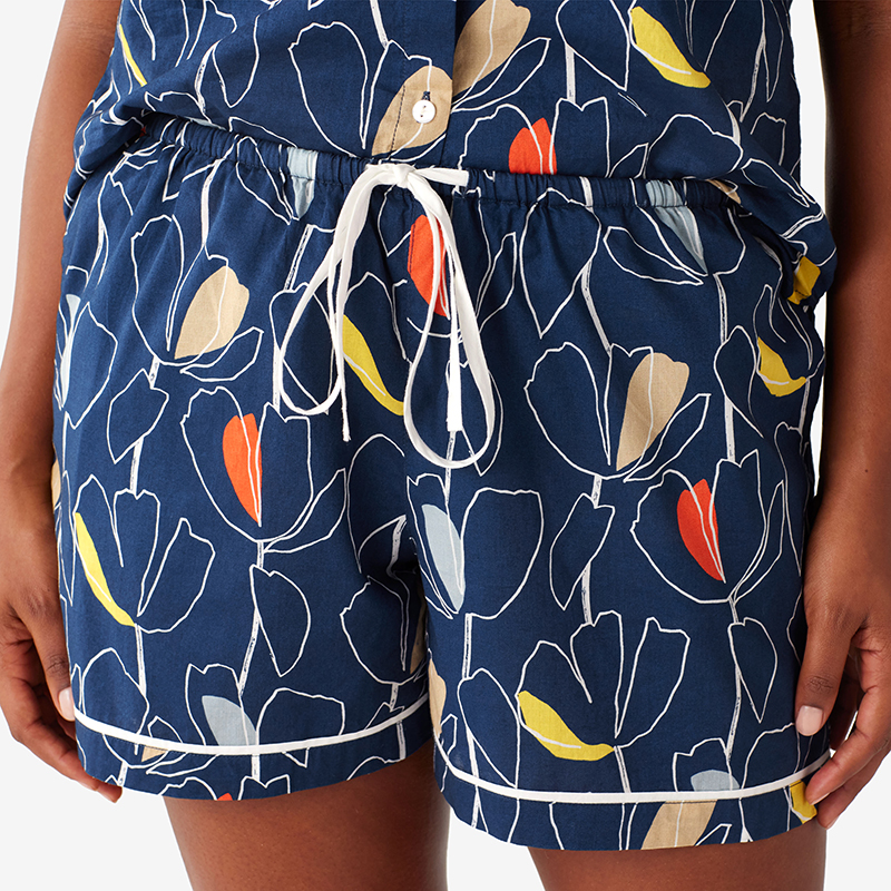 Lightweight Cotton Voile Printed PJ Shorts Set