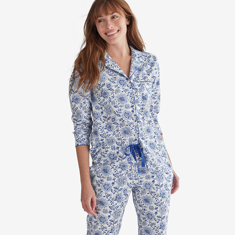 Womens Printed Cotton Poplin PJ Set | The Company Store