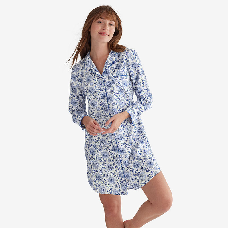 Womens Printed Cotton Poplin Nightshirt | The Company Store