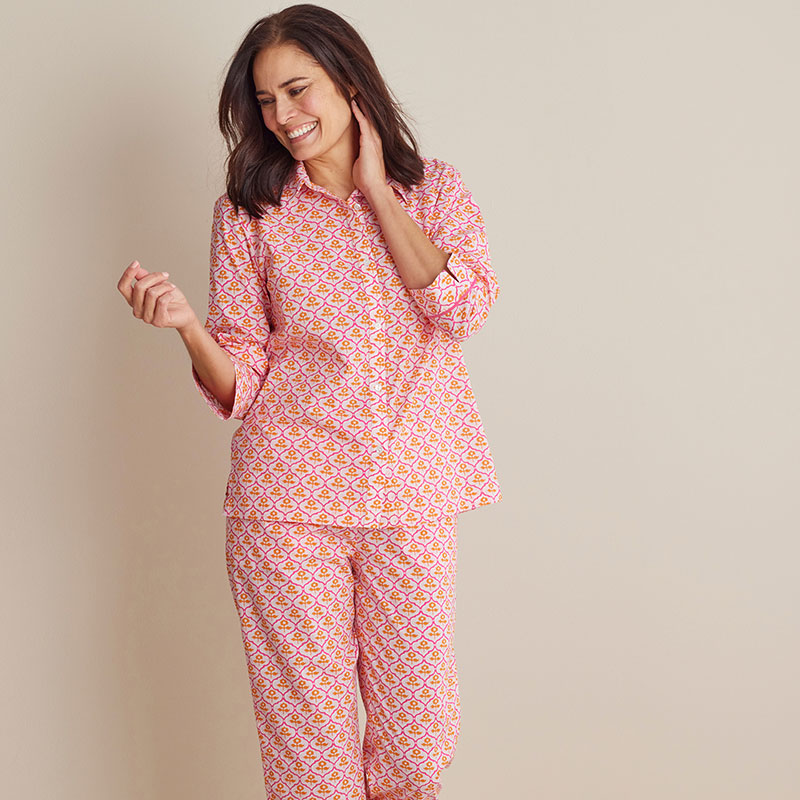 The Company Store Printed Voile Women's Cropped Pajama Set