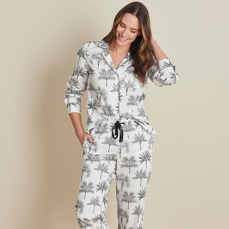 THE COMPANY STORE PRINTED POPLIN WOMEN'S PAJAMA SET 