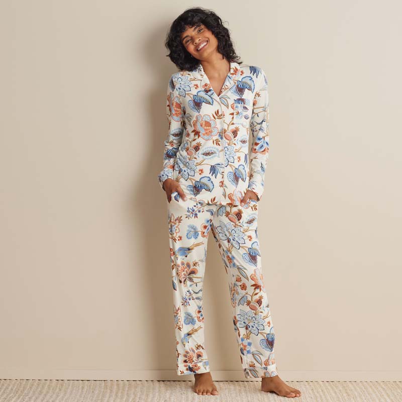 The Company Store Tencel™ Modal Jersey Knit Women's Button-down Pajama Set In Multi