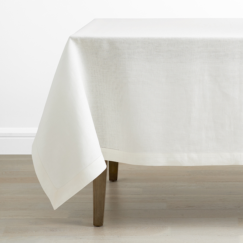 The Company Store Solid Linen Tablecloth In Off White