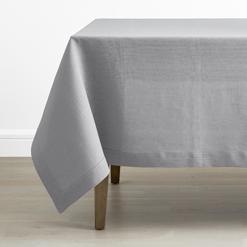 The Company Store Solid Linen Tablecloth In Pearl Gray