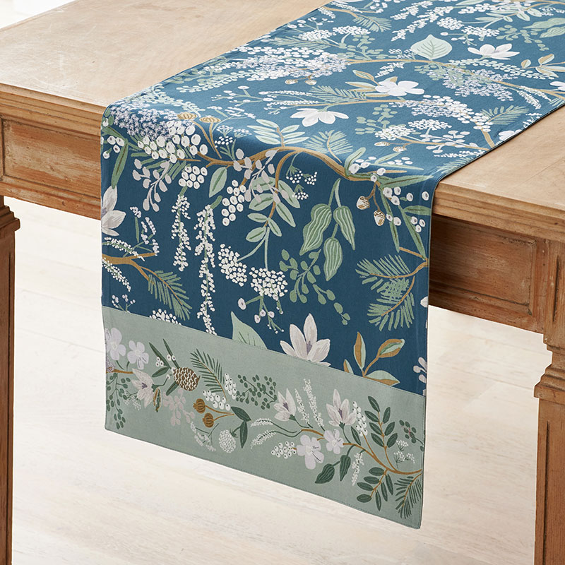 The Company Store Juniper Forest Table Runner In Blue/green/teal