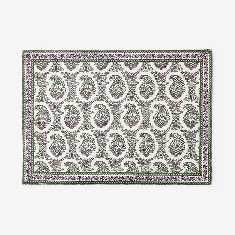 The Company Store Rose Stripe & Malti Placemats, Set Of 4 In Green/purple