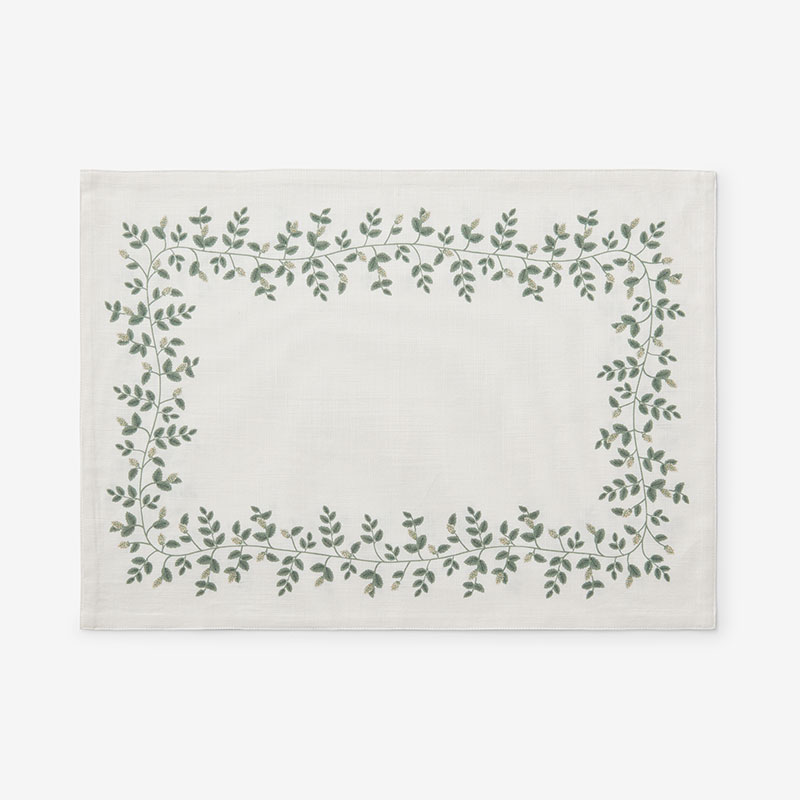 The Company Store Climbing Vines Placemats, Set Of 4 In Green/ivory