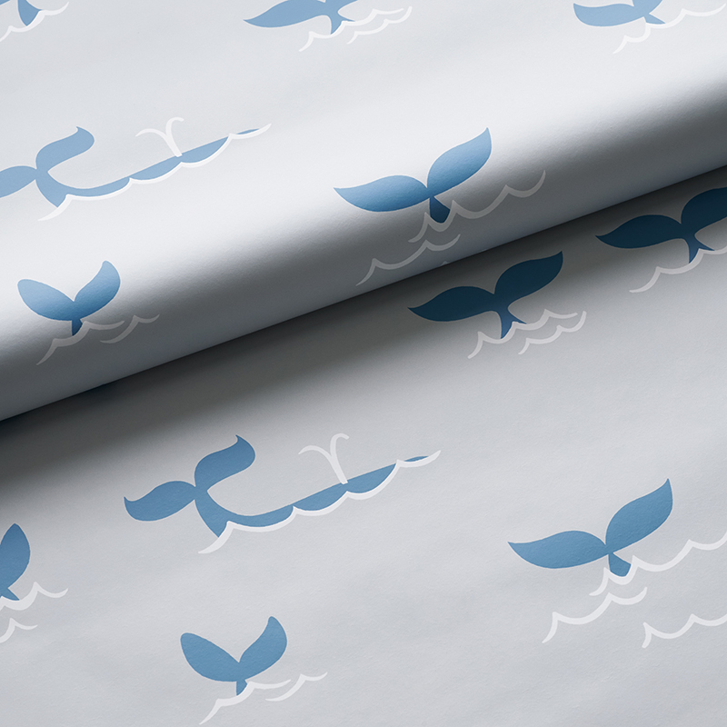 The Company Store Whale Splash Wallpaper In Blue/gray