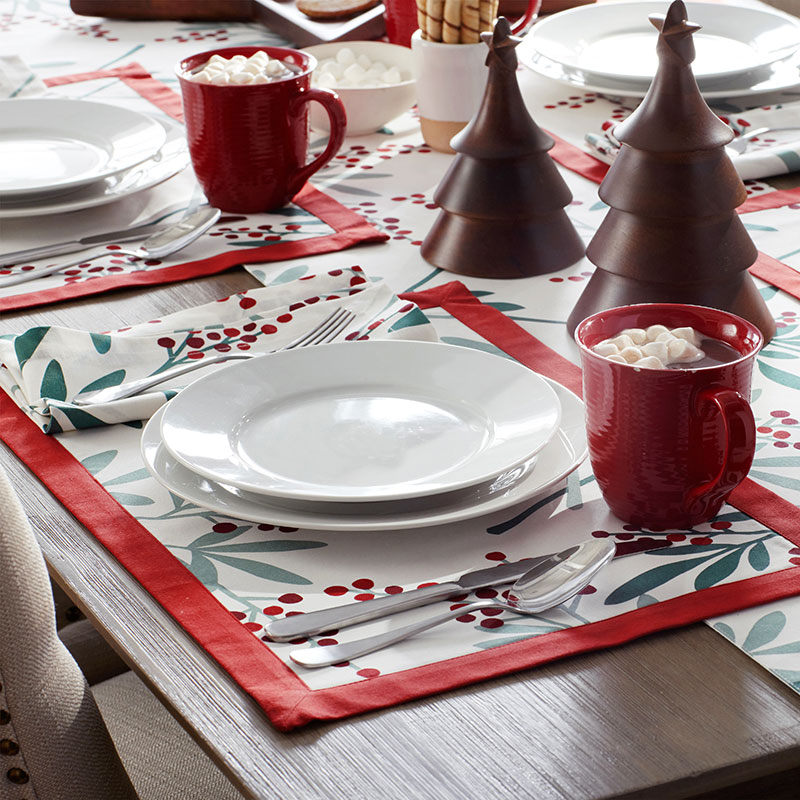 Seasonal Printed Cotton Placemat, Set of 4 - Berry