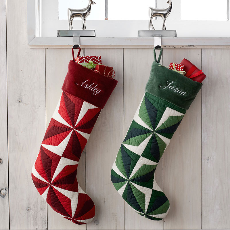 Quilted Holiday Stocking - Green
