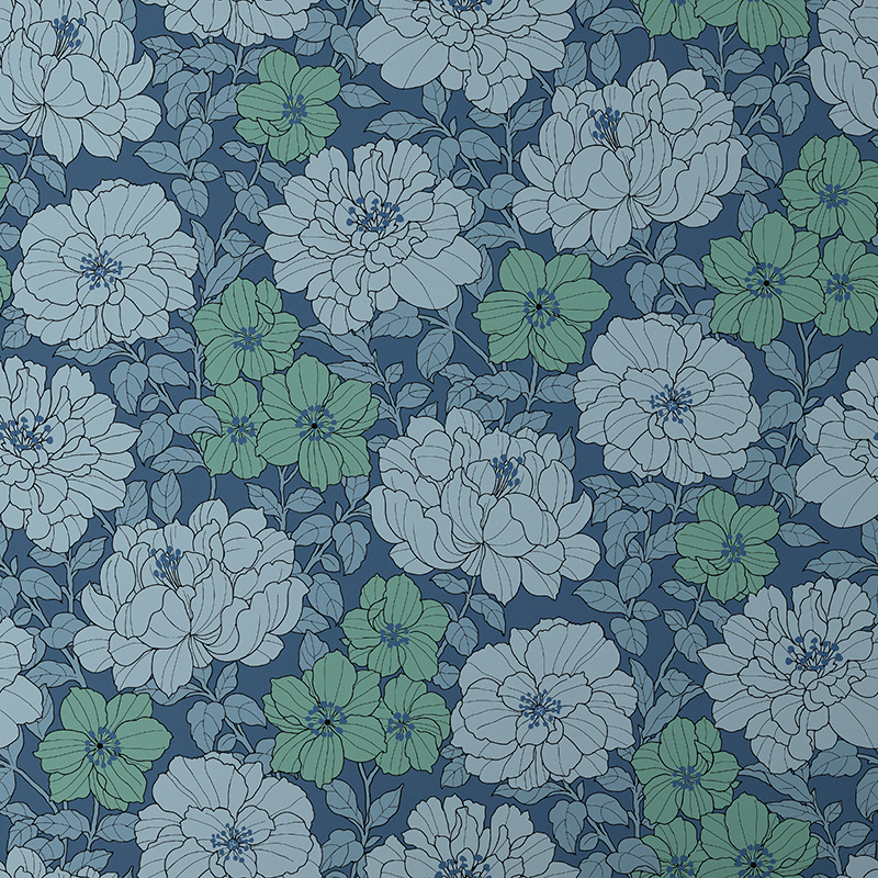 The Company Store Large Blooms Wallpaper In Blue