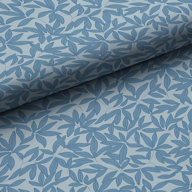 The Company Store Wallpaper Swatch In Scattered Leaf Blue