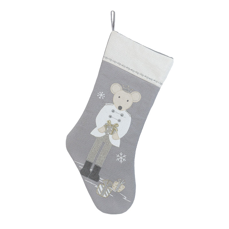 The Company Store Nutcracker Suite Stocking In Gray/white
