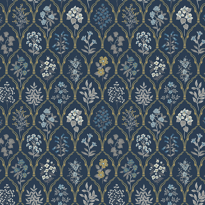 The Company Store Hawthorne Traditional Wallpaper In Blue/yellow