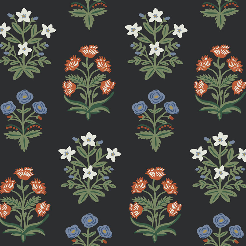 The Company Store Mughal Rose Traditional Wallpaper In Black