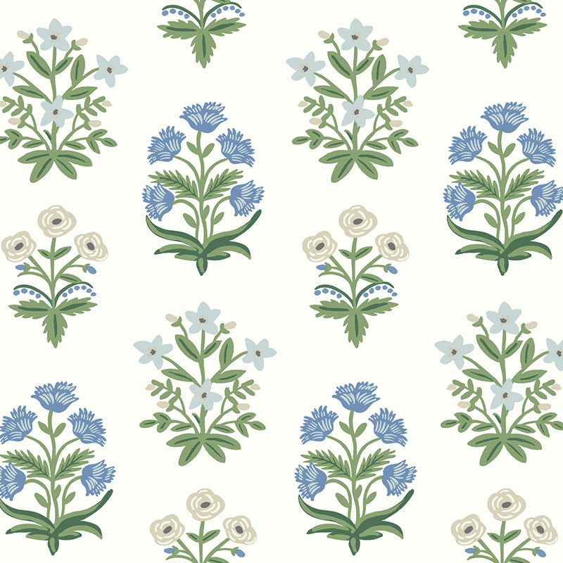 The Company Store Mughal Rose Traditional Wallpaper In Blue/white