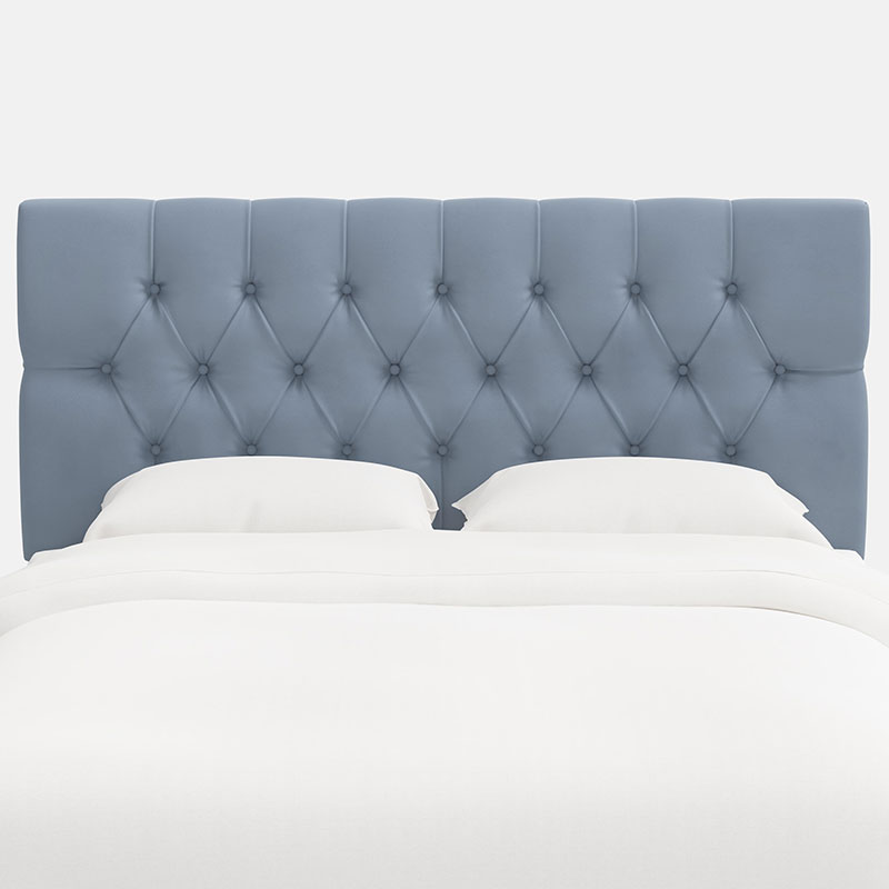 The Company Store Park Tufted Velvet Headboard In Blue