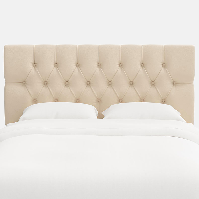 The Company Store Park Tufted Velvet Headboard In Light Gray