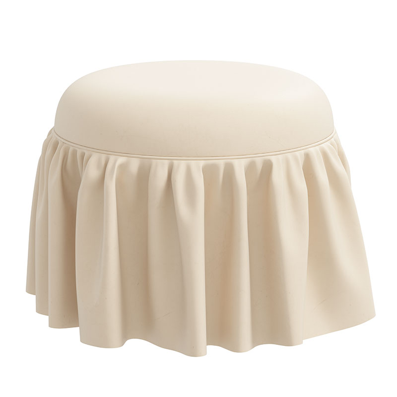 THE COMPANY STORE VELVET RUFFLE OTTOMAN