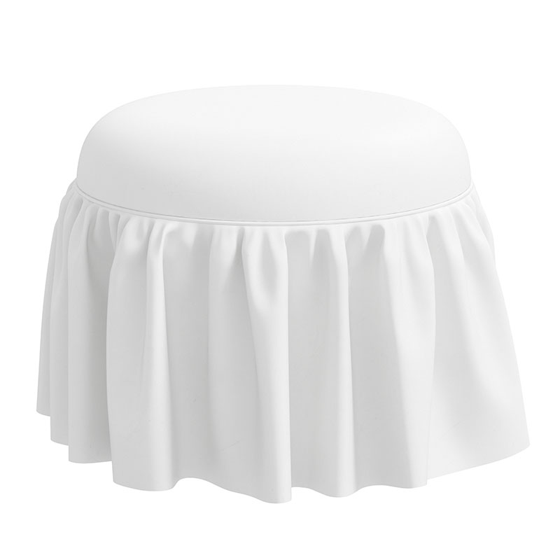 The Company Store Ruffle Ottoman In White