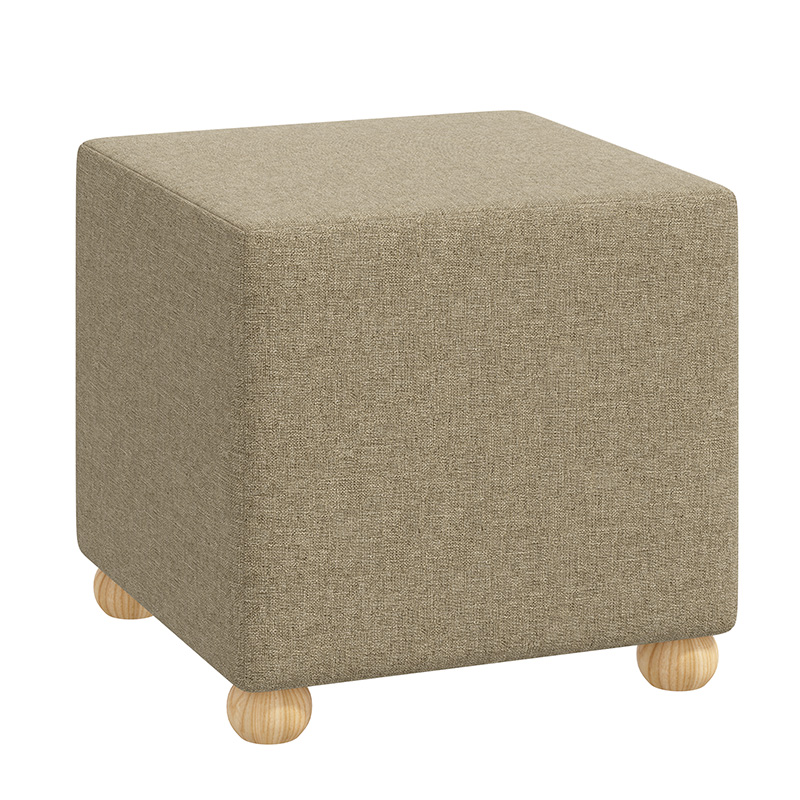 The Company Store Cube Ottoman In Beige