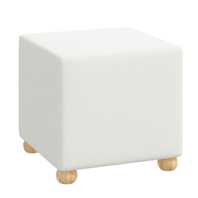 The Company Store Cube Ottoman In White