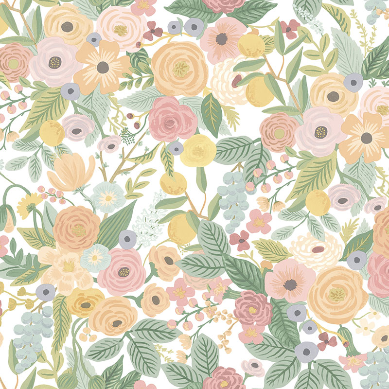 The Company Store Garden Party Removable Wallpaper In Green/orange/coral