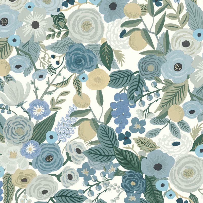 The Company Store Garden Party Traditional Wallpaper In Blue/gray/green