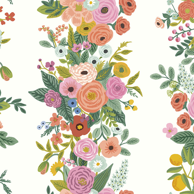 The Company Store Garden Party Trellis Traditional Wallpaper In Green/orange/coral
