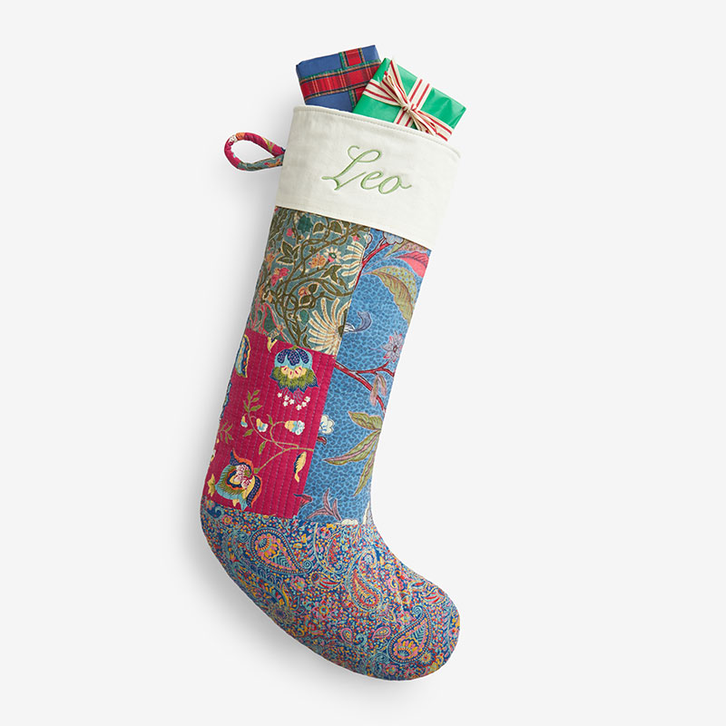 The Company Store Quilted Holiday Stocking In Blue