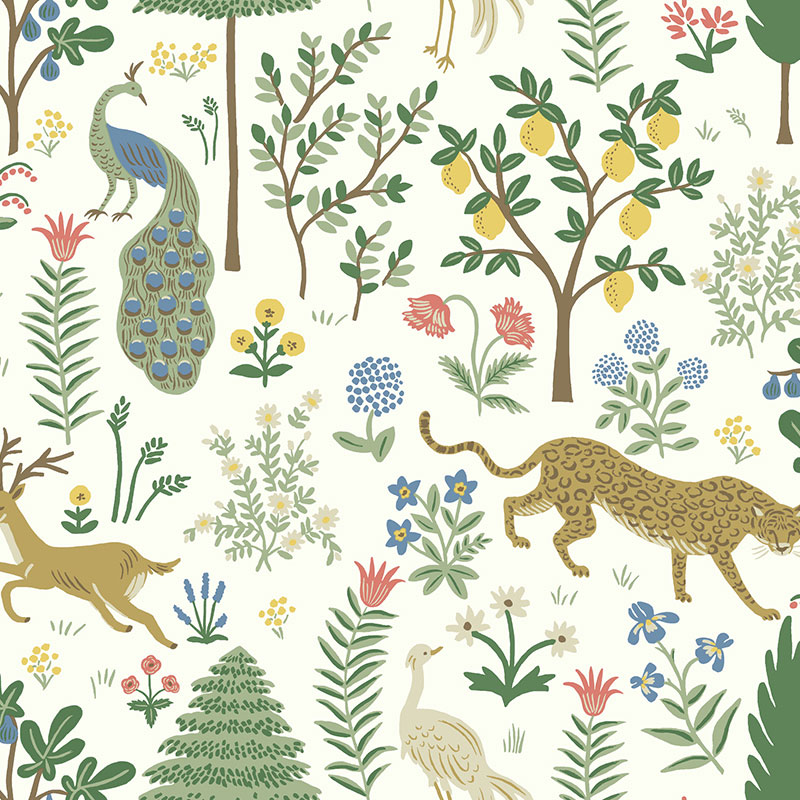 The Company Store Menagerie Traditional Wallpaper In Green/white