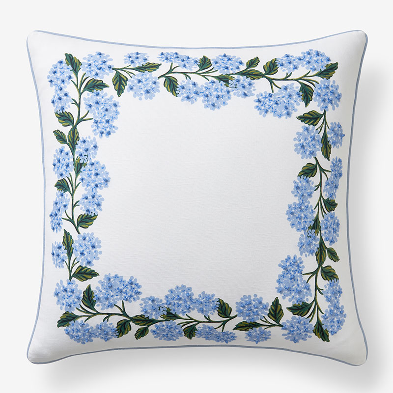 The Company Store Hydrangea Decorative Square Pillow Cover In Blue/white