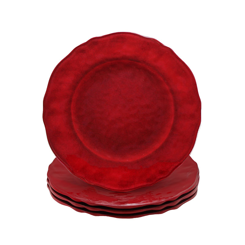 The Company Store Garnet Melamine Salad Plates, Set Of 4 In Red
