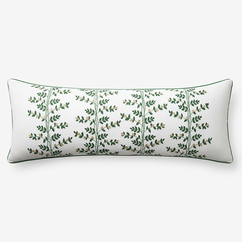 The Company Store Climbing Vines Decorative Lumbar Pillow Cover In Green/white