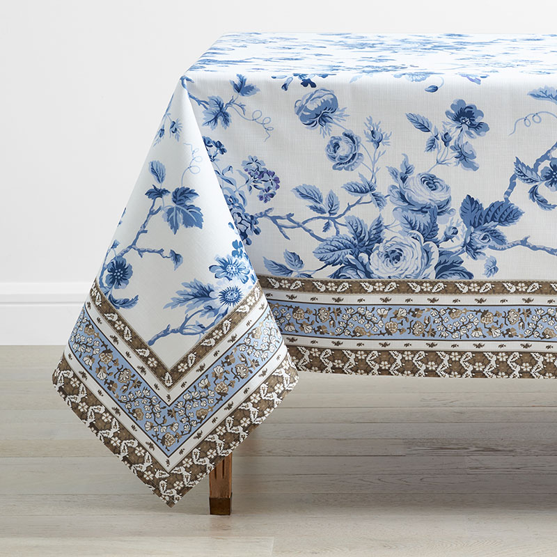 The Company Store Navya & Gulab Tablecloth In Blue/brown